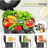 Exprimidor de prensado en frío, alto rendimiento de jugo, extractor de frutas y verduras enteras, sin BPA, de masticación lenta.