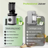 Exprimidor de prensado en frío, alto rendimiento de jugo, extractor de frutas y verduras enteras, sin BPA, de masticación lenta.
