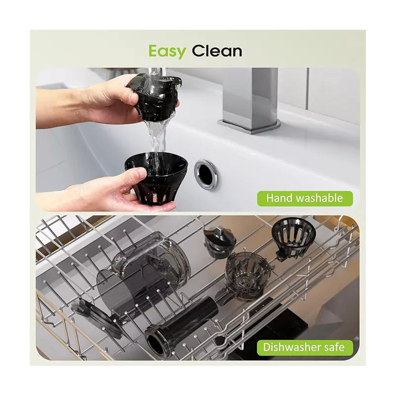Exprimidor de prensado en frío, alto rendimiento de jugo, extractor de frutas y verduras enteras, sin BPA, de masticación lenta.