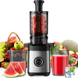 Exprimidor de prensado en frío, alto rendimiento de jugo, extractor de frutas y verduras enteras, sin BPA, de masticación lenta.