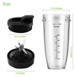 Repuestos para licuadoras Ninja, vasos de 24 oz con tapas para llevar, cuchilla extractora de 7 aletas, compatibles con las licuadoras Nutri Ninja Auto iQ BL2012, BN801, BL480-30, BL640-30, BL642-30 y NN100-30.