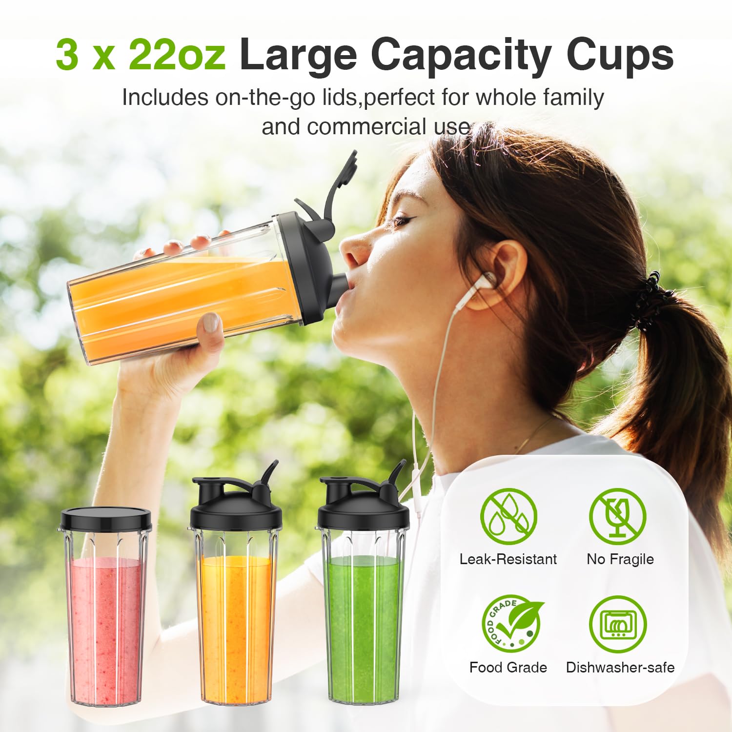 Licuadora personal para batidos y smoothies para cocina 900W